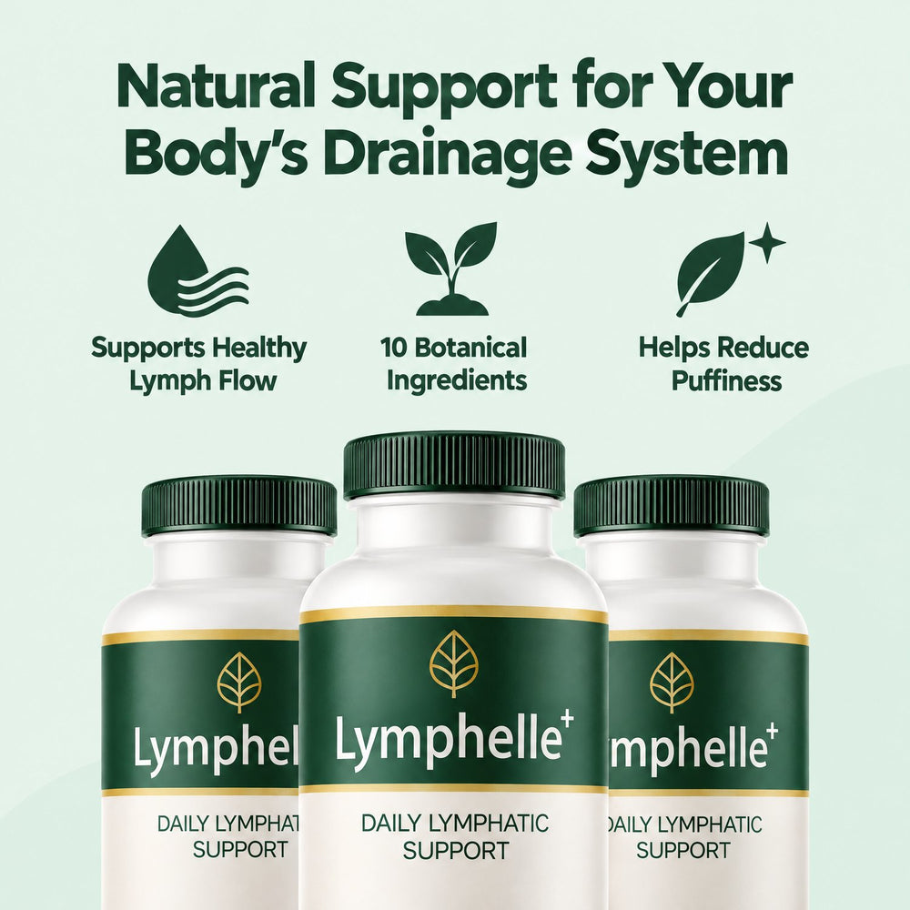 Natural support for your body's drainage system: supports healthy lymph flow, 10 botanical ingredients, helps reduce puffiness. Three bottles of Lymphelle+.